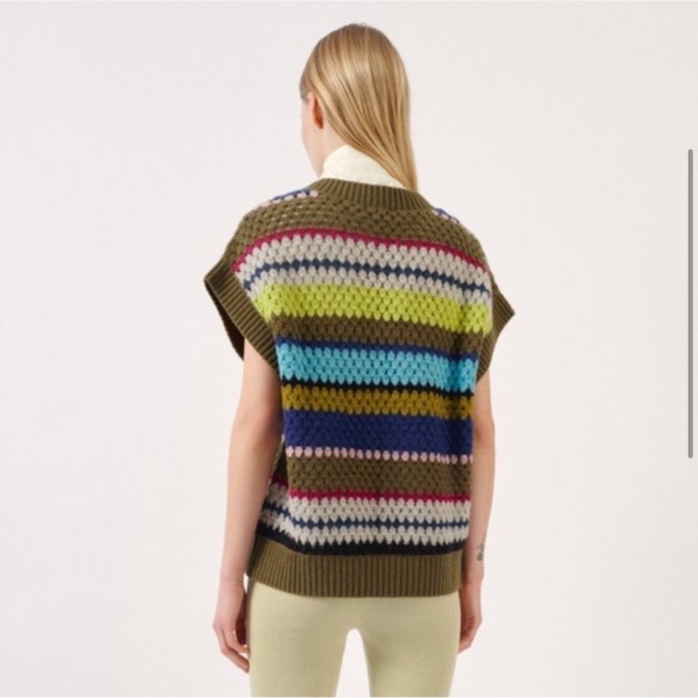 Baum Und Pferdgarten Colette Crochet Striped Wool Knit Sweater Vest Sz Medium - Picture 5 of 13